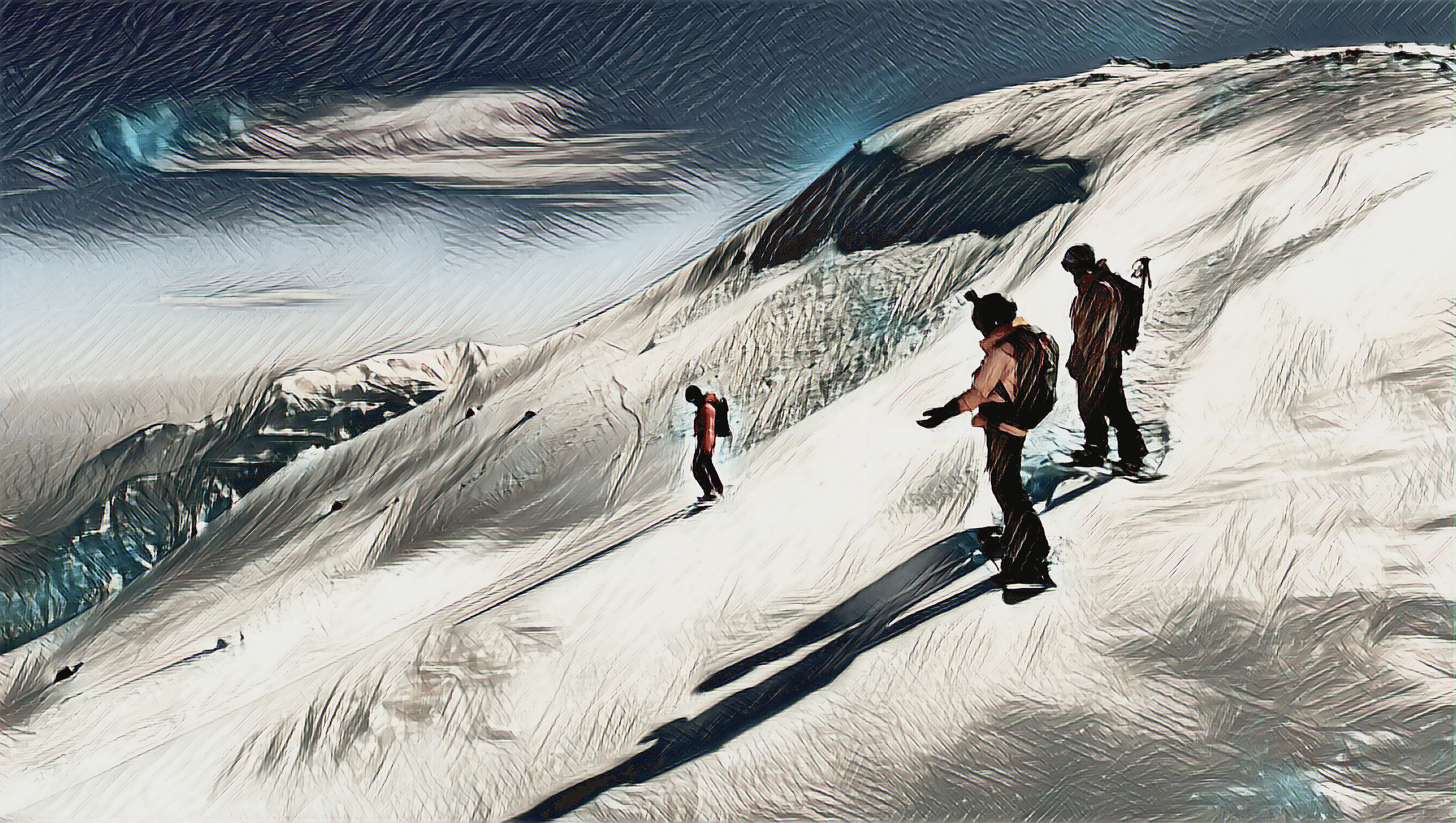 A group of riders at the top of Killanmarg in Gulmarg