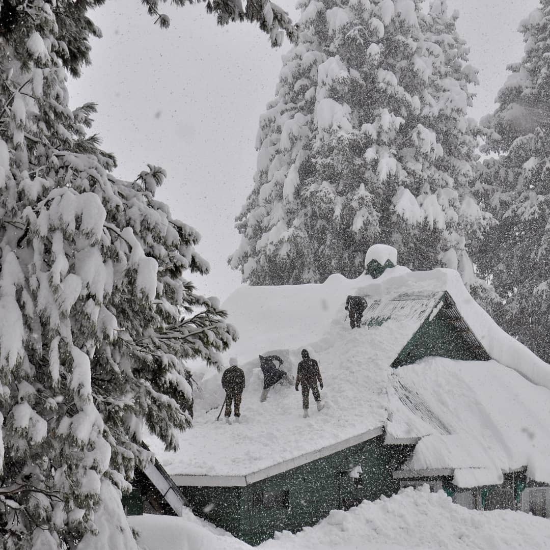 A scene during a snow storm in Gulmarg Ski Resort. Over 4 meters of snow accumulated during this storm.