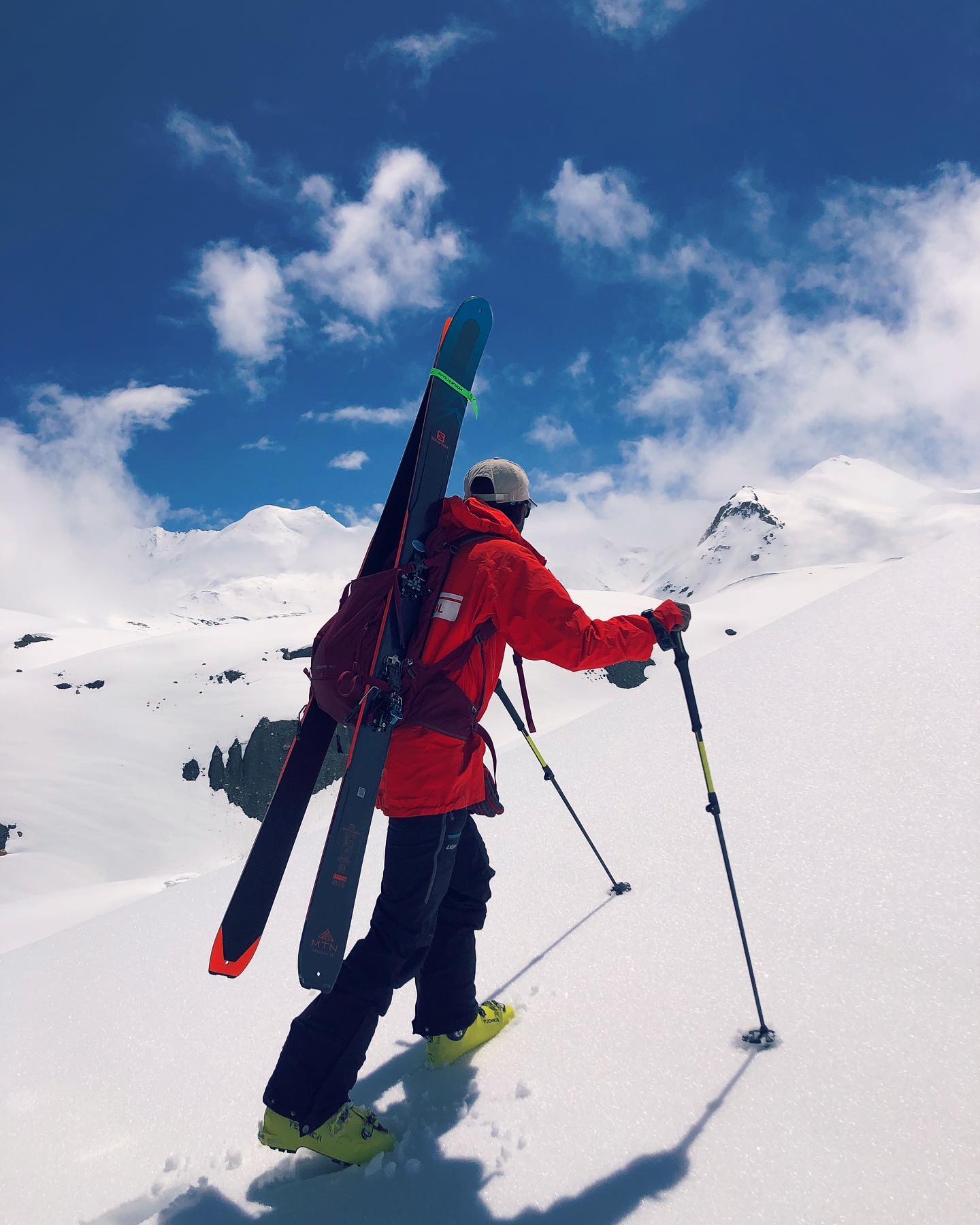 Ski touring guide in Lahaul, Himachal Pradesh as seen in spring time.