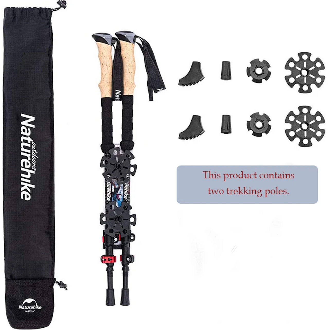 Naturehike Carbon Fibre 3 Part Pole (Pair/2Pcs)
