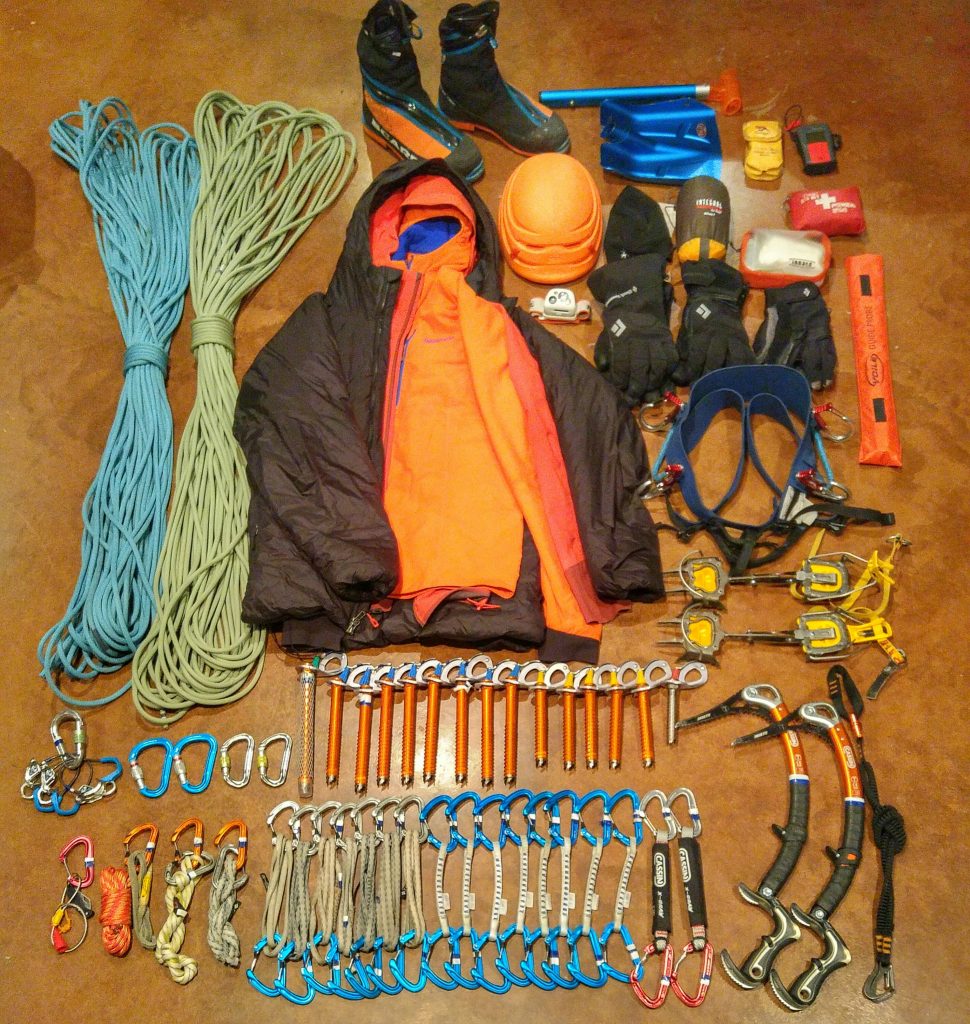 Ice climbing equipment checklist for frozen waterfall climbing