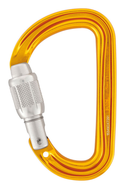 Petzl Sm'D carabiner side view and locking sleeve