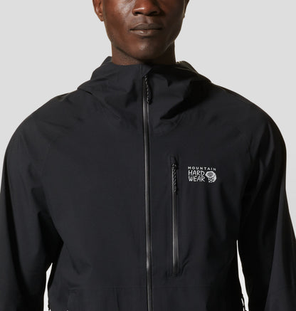 Mountain Hardwear Men Black Dry.Q Stretch Ozonic Rain Jacket